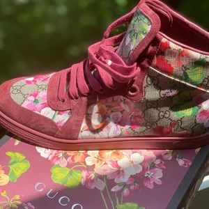 Authentic Gucci floral high top Sneakers